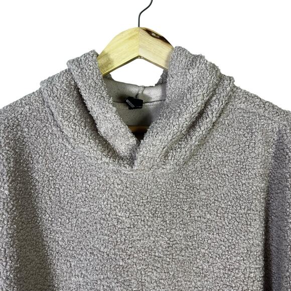 Windsor Hooded Cropped Sweater Womens M Cream Sherpa Cozy Soft Girl Neutral - Picture 3 of 6